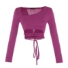 Purple Piping Detailed Blouse