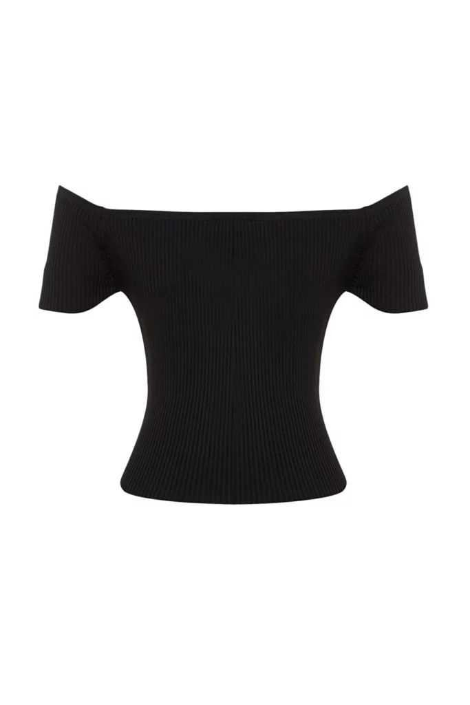 Black Button Detailed Knitwear Sweater