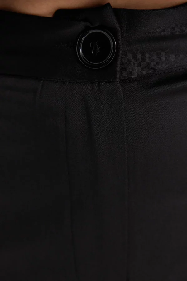 Black Straight Cut Woven Trousers