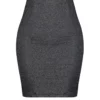 Anthracite Lurex Normal Waist Mini Flexible Knitted Skirt