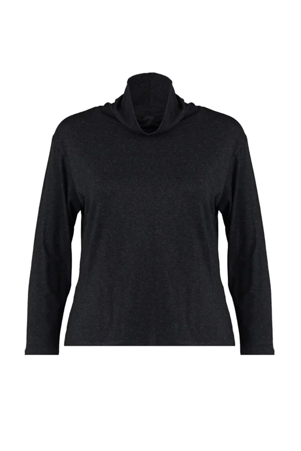 Anthracite Turtleneck Basic Long Sleeve Knitted T-Shirt