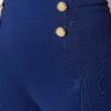 Ethio Shop Indigo Gold Button Detailed Gathering High Waist Interlock Smart Knitted Tights