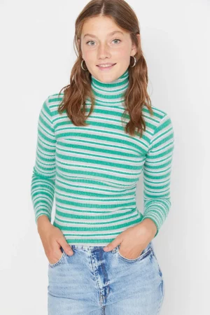 Ethio Shop Green Striped Knitted Blouse