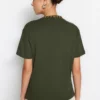 Ethio Shop Green 100% Cotton Slogan Printed Basic Stand Collar Knitted T-Shirt