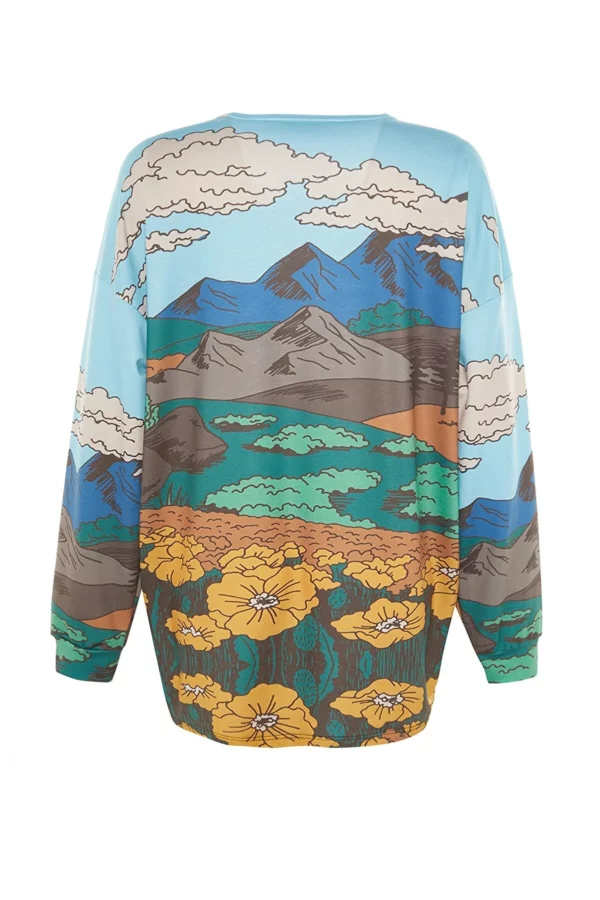 ethio shop Multi-Colored Wide Pattern Patterned Knitted Sweatshirt