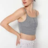 Ethio Shop Gray Strappy Crop Detailed Crop Cotton Stretchy Knitted Bustier