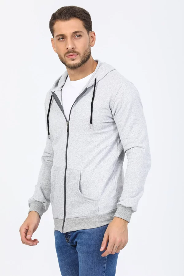 Men's Zippered Sweatshirt Kangaroo Pocket Hooded Sweatshirt
