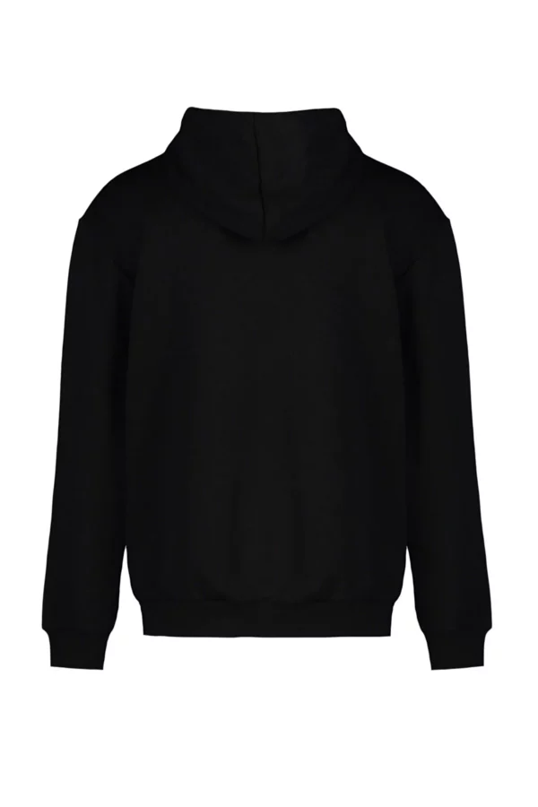 Black Men's Regular/Normal Cut Hooded Sweatshirt