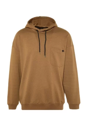 Brown Men's Oversize/Wide Cut Hooded Sweatshirt