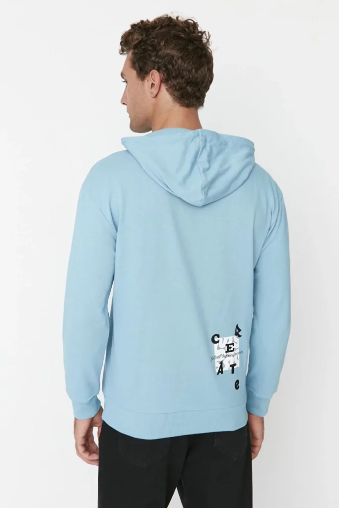 Blue Men's Regular/Normal Cut Hooded Sweatshirt
