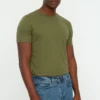 MAN Khaki Men's Basic Slim Crew Neck Short Sleeve T-Shirt