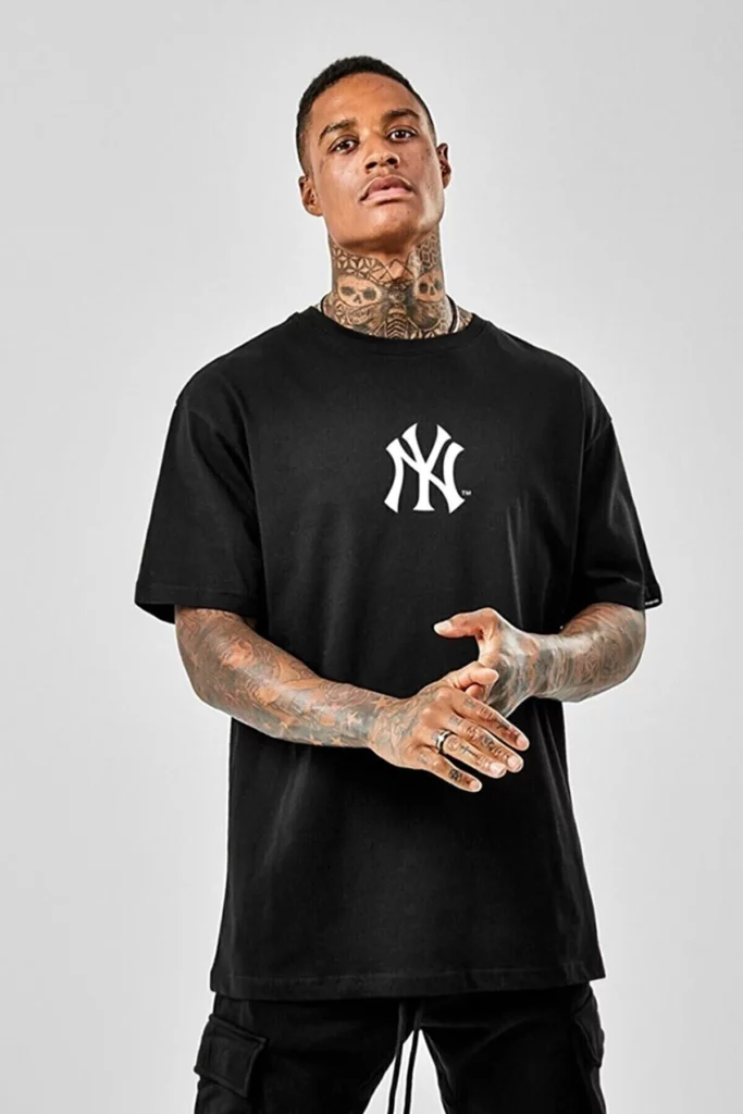 Men Fashion Oversize T-shirt New York Print Black