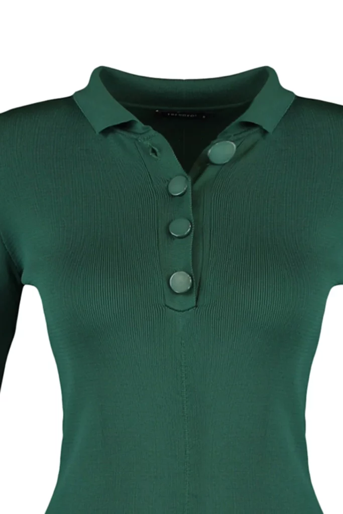 Ethio Shop Emerald Green Polo Neck Knitwear Dresses