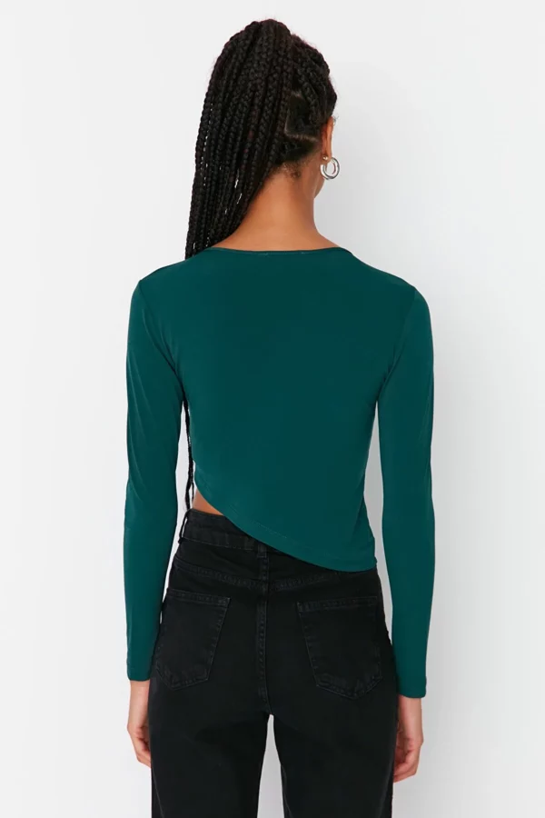 Ethio.Shop Emerald Green Asymmetrical Knitted Blouse