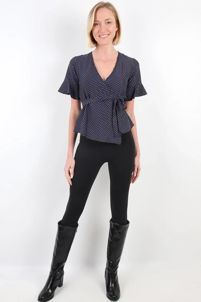 Ethio.Shop Double Breasted Collar Tied Blouse (byn140701)