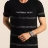 Black Regular Fit Nothing New Men's T-Shirt with Embossed Lettering