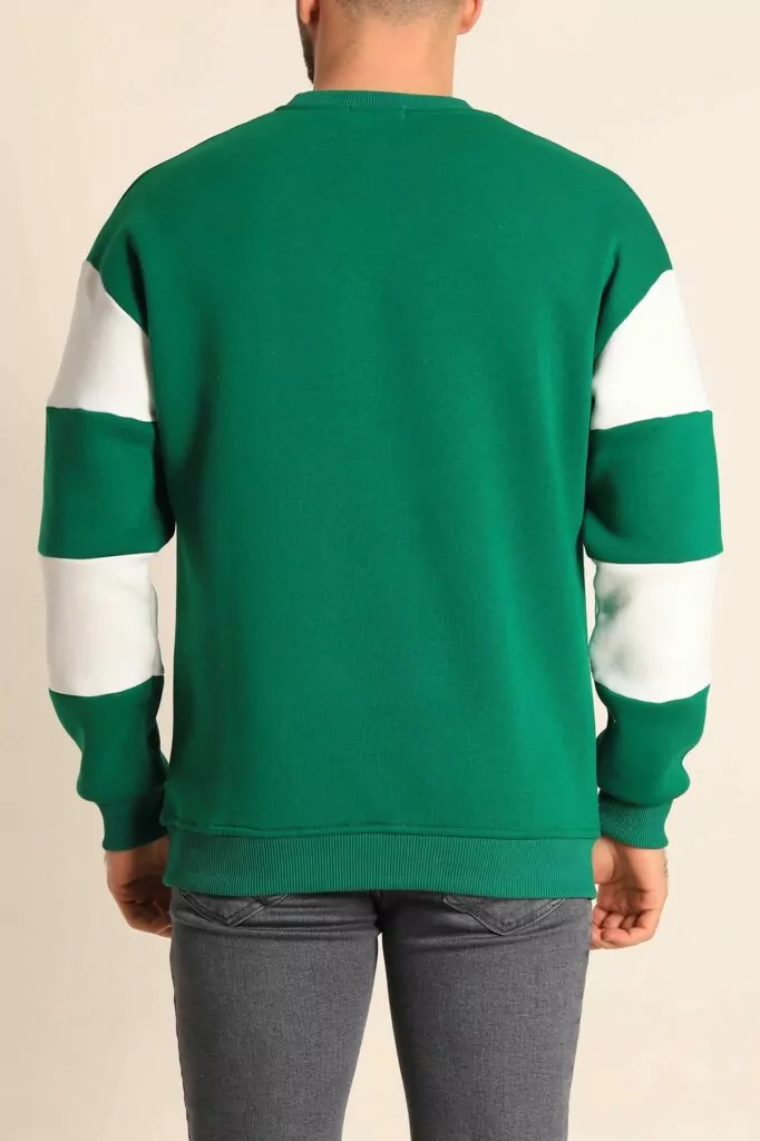 Green Three String Raised Chest Printed Men's Sweater